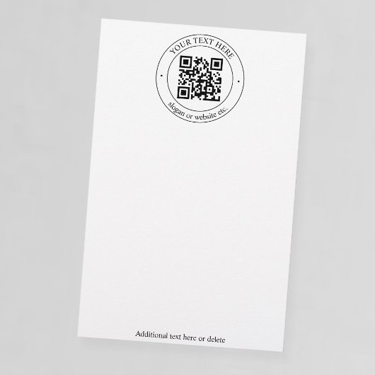 Upload uw eigen QR-code en aanpasbare tekst Briefpapier