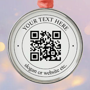 Upload uw eigen QR-code en  tekst Metalen Ornament