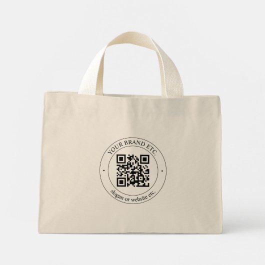 Upload uw eigen QR-code en  tekst Mini Tote Bag (Achterkant)