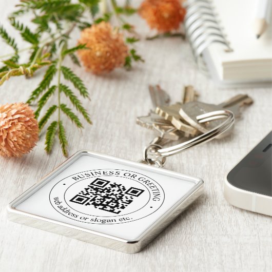 Upload uw eigen QR-code en  tekst Sleutelhanger (Zijkant)