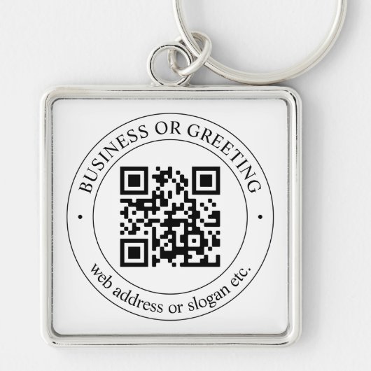 Upload uw eigen QR-code en  tekst Sleutelhanger (Voorkant)