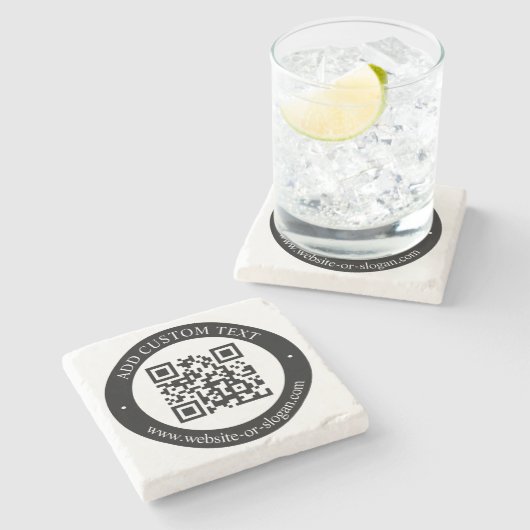 Upload uw eigen QR-code en  tekst Stenen Onderzetter (Zijkant)