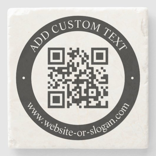 Upload uw eigen QR-code en  tekst Stenen Onderzetter (Voorkant)