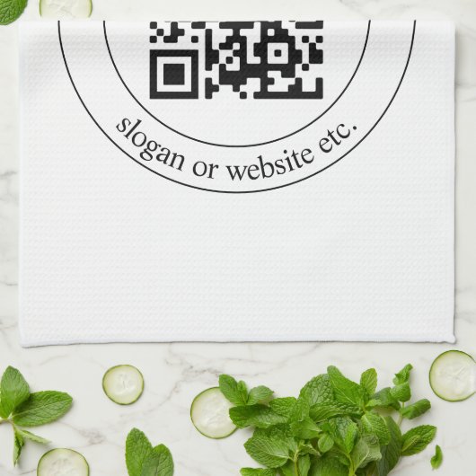 Upload uw eigen QR-code en  tekst Theedoek (Gevouwen)