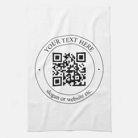 Upload uw eigen QR-code en  tekst Theedoek (Verticaal)