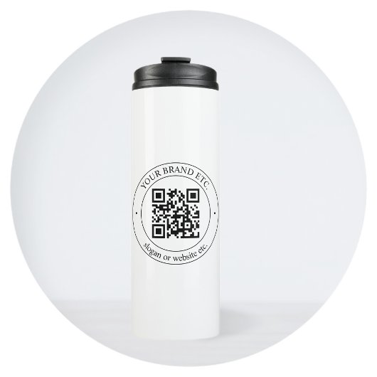 Upload uw eigen QR-code en  tekst Thermosbeker