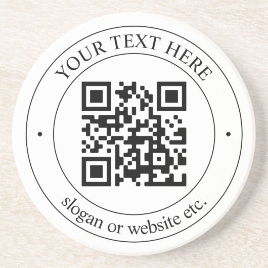 Upload uw eigen QR-code en  tekst Zandsteen Onderzetter (Voorkant)
