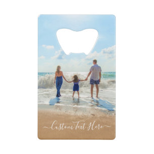 Upload Uw Familie Foto Flesopener Aangepaste Tekst Kredietkaart Flessenopener