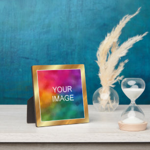 Upload uw foto afbeelding logo gouden ezel sjabloo fotoplaat