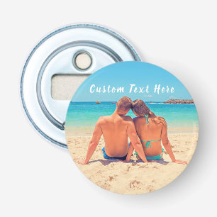 Upload Uw Foto Flesopener met Aangepaste Tekst Button Flesopener