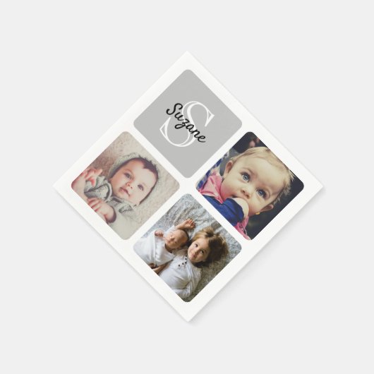 Upload uw foto monogrammed servet (Hoek)