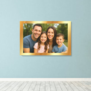 Upload uw foto op een lege gouden achtergrond canvas afdruk