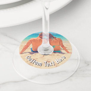 Upload uw foto Wijn Glas Labels Aangepaste Tekst N