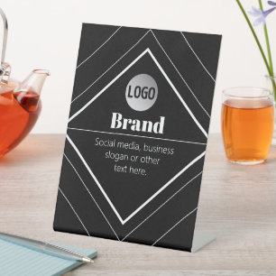 Upload uw logo en aanpasbaar tekstontwerp reclamebord met voetstuk