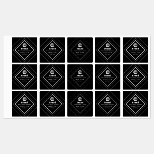 Upload uw logo en aanpasbare tekst ontwerp labels (Vel)