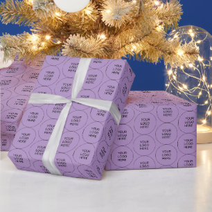Upload uw logo merk elegant paars zakelijk cadeaupapier