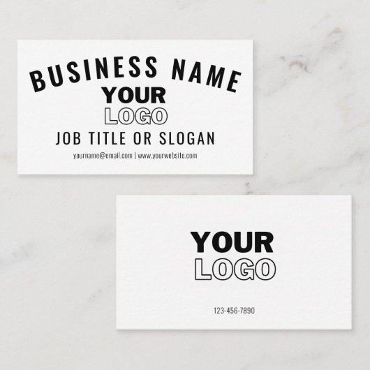 Upload uw Logo | Modern Wit & Zwart (bewerkbaar) Visitekaartje (Voorkant / Achterkant)