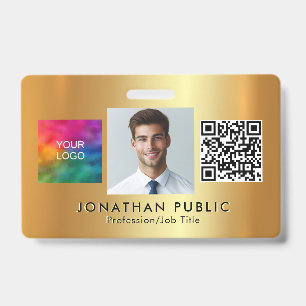 Upload uw logo QR-code Medewerker foto Goud Badge