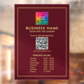 Upload uw Logo QR code Sjabloon openingstijden Raamsticker (Vel 2)