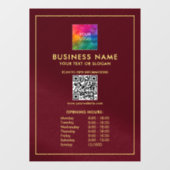 Upload uw Logo QR code Sjabloon openingstijden Raamsticker (Vel)