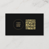 Upload uw Logo Sjabloon QR-code Zwart & Goud Visitekaartje (Achterkant)