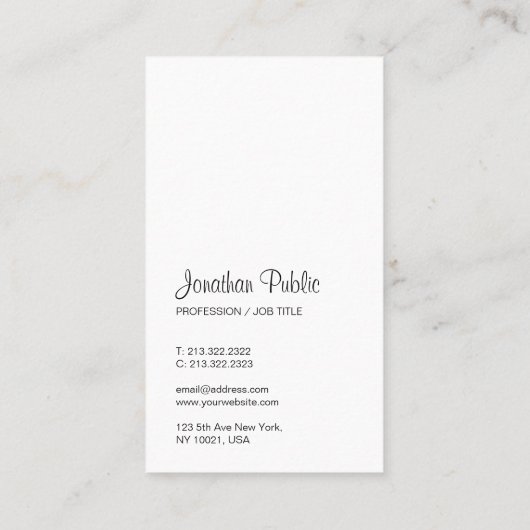 Upload uw Logo Vertical Typography Modern Visitekaartje (Achterkant)