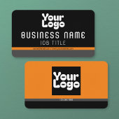 Upload uw Logo | Zwart Grijs & Sinaasappel (bewerk Visitekaartje