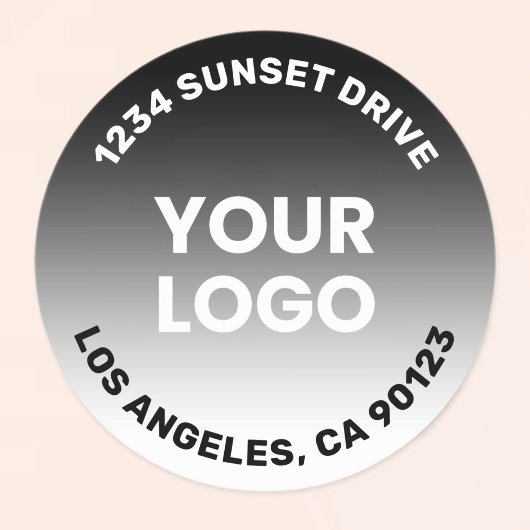 Upload Uw Logo | Zwart & Wit Gradiënt Ombre Ronde Sticker