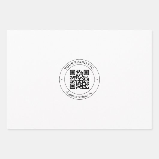 Upload uw QR-code & bewerkbare tekst Zwart Wit Inpakpapier Vel (Voorkant)