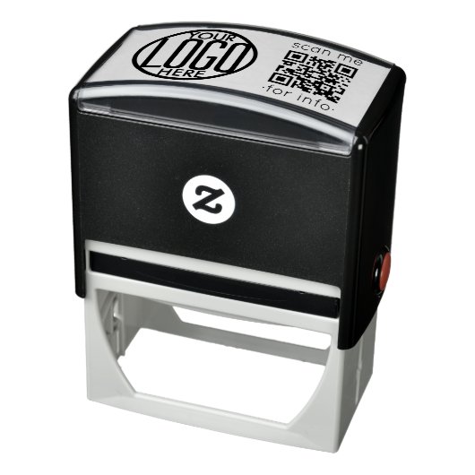 Upload uw QR-code & Logo Simple Scan Me Business Zelfinktende Stempel (Product)