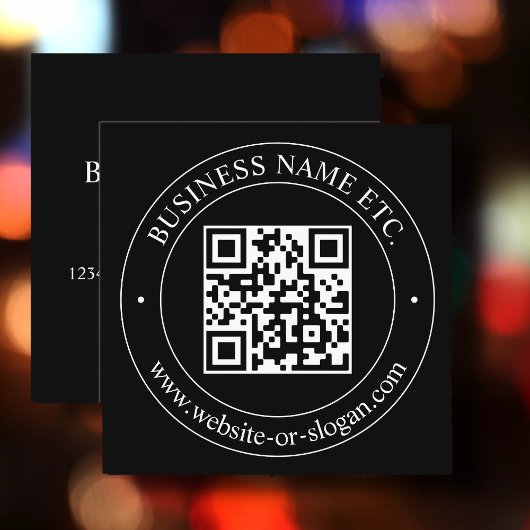Upload uw QR-code &  tekst | Zwart Vierkante Visitekaartje