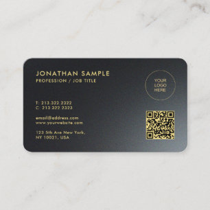 Upload uw QWN Logo aangepaste QR-code zwart en gou Visitekaartje