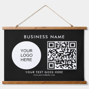Upload Voeg hier uw zakelijke Logo tekst QR code t Hangend Wandkleed