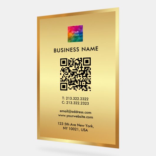 Upload Your Logo Gold Template Promotional QR Code (Angle)