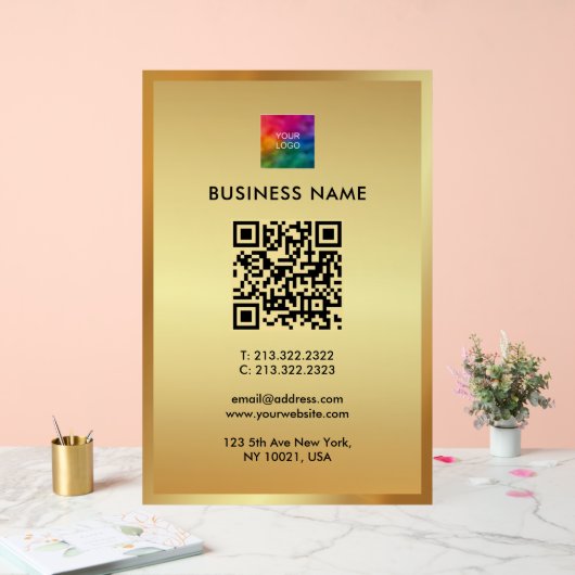 Upload Your Logo Gold Template Promotional QR Code (Mariage)