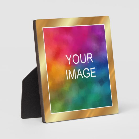 Upload Your Photo Image Logo Gold Easel Template Fotoplaat (Voorkant)