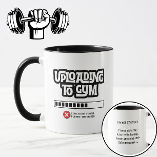 Uploaden naar gym mislukt Funny fitness humor Mok