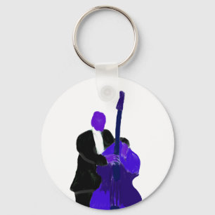 Upright bass player, paarse versieschilderij sleutelhanger
