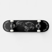 Upright Black Horse Skateboard - Jouw tekst kleure (Horizontaal)