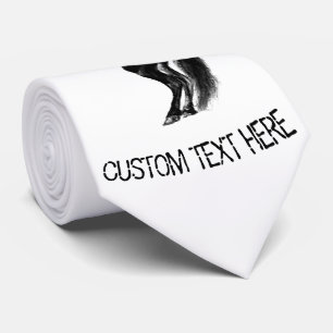 Upright Black Wild Horse - Black and White Tekenin Stropdas