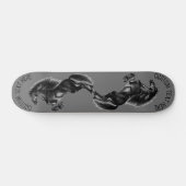 Upright Black Wild Horse - Black & White Drawing Skateboard (Horizontaal)