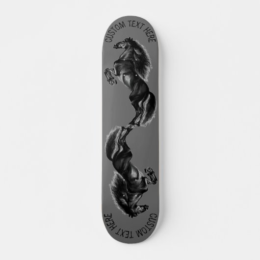 Upright Black Wild Horse - Black & White Drawing Skateboard (Voorkant)