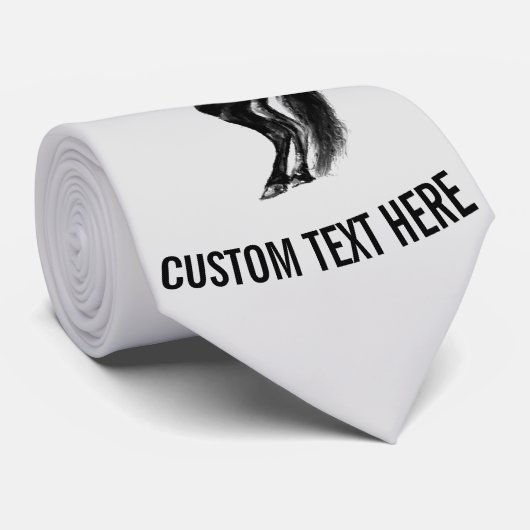 Upright Black Wild Horse Stropdas met aangepaste t (Opgerold)