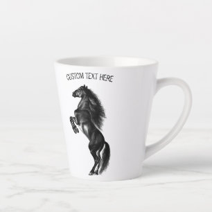 Upright Black Wild Horse - Tekenen - Jouw tekst to Latte Mok