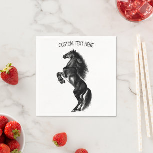 Upright Black Wild Horse - Tekenen - Jouw tekst to Servet