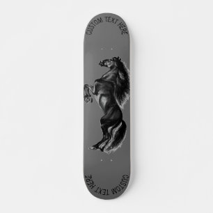 Upright Black Wild Horse - Tekenen - Jouw tekst to Skateboard