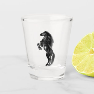 Upright Black Wild Horse - Tekening Shot Glas