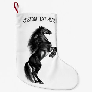 Upright Black Wild Horse - voeg Jouw tekst/kleuren Kleine Kerstsok