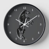 Upright Black Wilde Horse Wall Clock Gift (Voorkant)