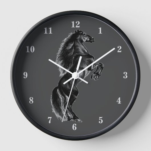 Upright Black Wilde Horse Wall Clock Gift (Voorkant)